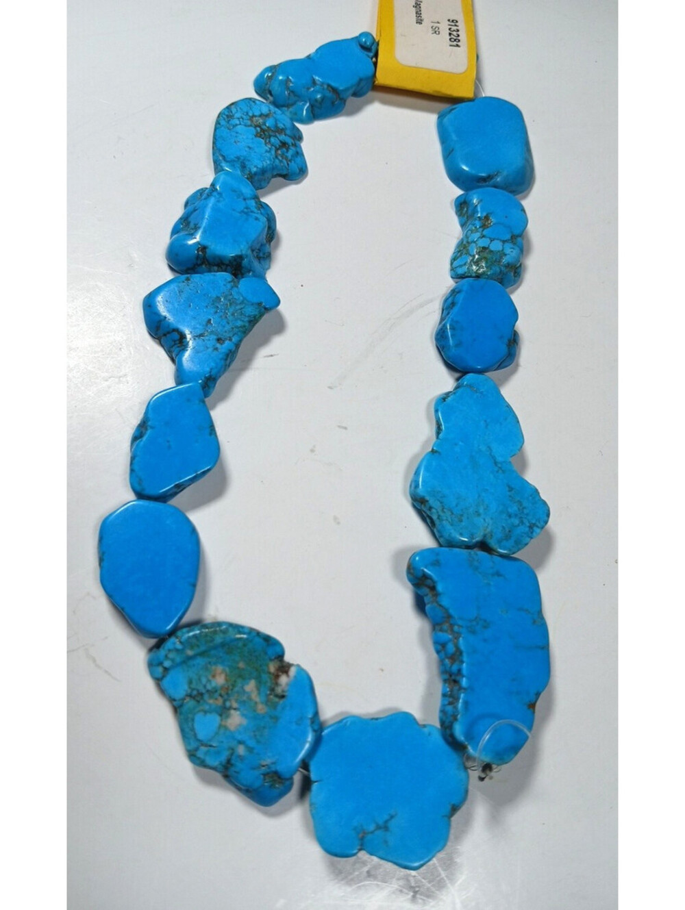 Blue Magnesite Turquoise Freeform Slab Slice Beads for Crafts Jewelry 14"